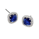 Buckley London Sapphire Cushion Halo Stud Earrings Rhodium O/S Basic