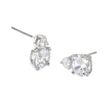 Buckley London Clear Round Double Drop Earrings Rhodium