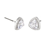 Buckley London Clear Trillion Halo Earrings Rhodium