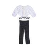 Elisabetta Franchi Kids Girl's White & Black Top & Trouser
