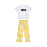 Elisabetta Franchi Kids White & Yellow Set T-Shirt & Trousers