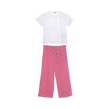 Elisabetta Franchi Kids Girl's White & Pink  Set T-Shirt & Trousers