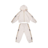 Elisabetta Franchi Kids Baby Boy's Two-Piece Hooded Velour Tracksuit in Cream