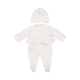 Elisabetta Franchi Kids New Born Girl's Two-Piece Ruffle-Detail Footed Romper and Hat Set