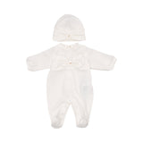 Elisabetta Franchi Kids New Born Girl's Two-Piece Bow-Detail Footed Romper and Hat Set