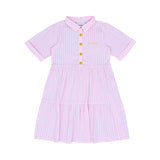 Escada Kids Girls' Pink Striped Short Sleeve Shirt Dress