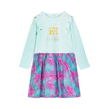 Escada Kids Girl's Sweatshirt Dress with Tropical Print Skirt