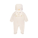 Escada Kids New Born Girl's White Set of Sleepsuit & Hat