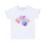 Escada Kids Girls' White T-Shirt with Colorful Logo Print
