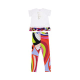 Emilio Pucci Kids Girl's  Ivory & Multicolor Set of T-Shirt & Leggings