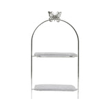 ELE 4PM Two-Tiered Glass and Gold Serving Stand