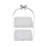 ELE 4PM Two-Tiered Glass and Gold Serving Stand