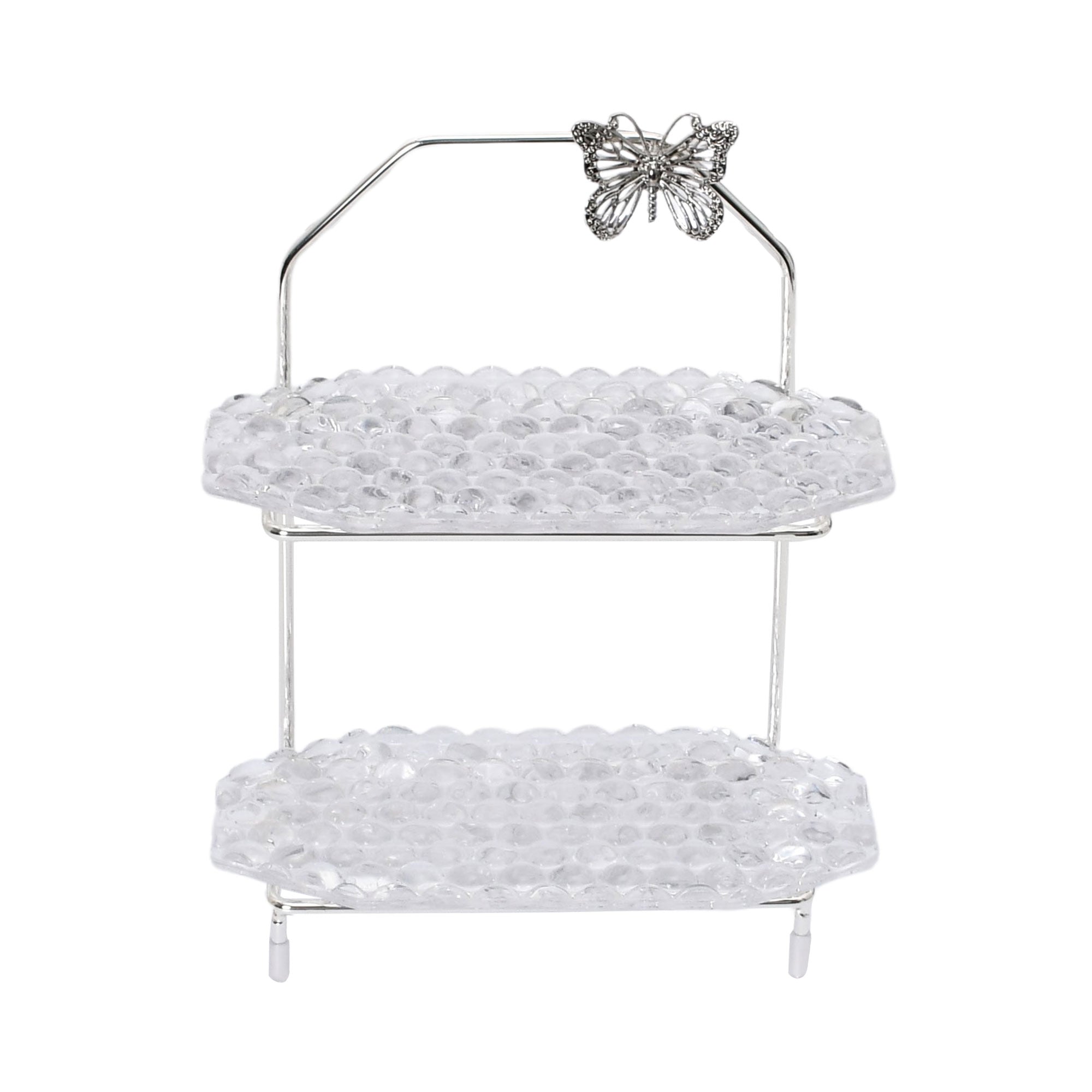 Ele 4PM Two-Tiered Serving Stand with Butterfly Accent | Cake Stand | Glassware | Home and Furniture Home | Home and Furniture Home Table Top Ele 4PM Two-Tiered Serving Stand with Butterfly Accent | Cake Stand | Glassware | Home and Furniture Home | Home and Furniture Home Table Top