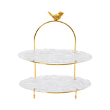 Ele 4PM Two-Tiered Serving Stand with Bird Accent
