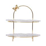 Ele 4PM Two-Tiered Serving Stand with Butterfly Accent