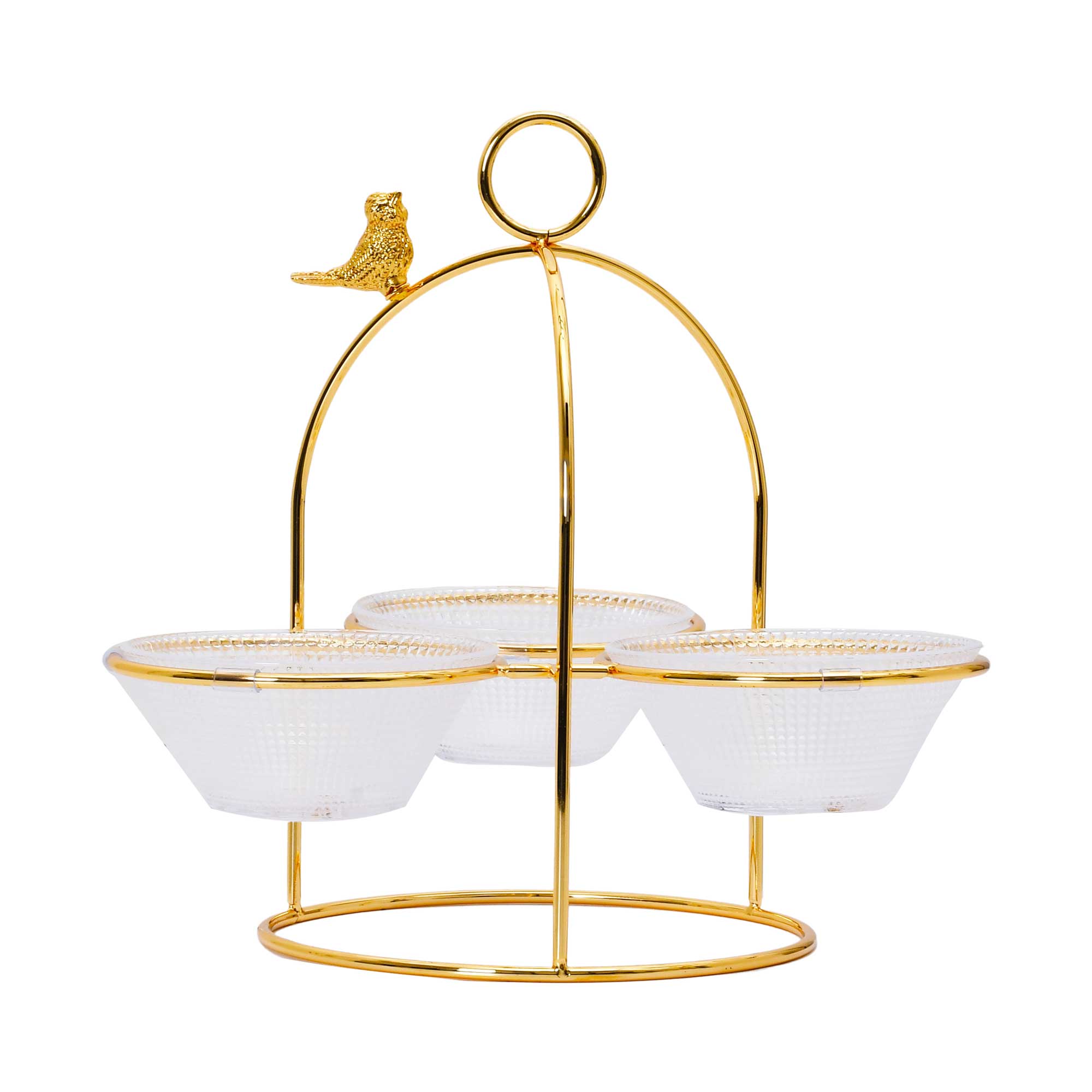 Ele 4PM Three-Bowl Serving Stand with Bird Accent | Glassware | Home and Furniture Home | Home and Furniture Home Table Top Ele 4PM Three-Bowl Serving Stand with Bird Accent | Glassware | Home and Furniture Home | Home and Furniture Home Table Top