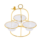 Ele 4PM Three-Bowl Serving Stand with Bird Accent