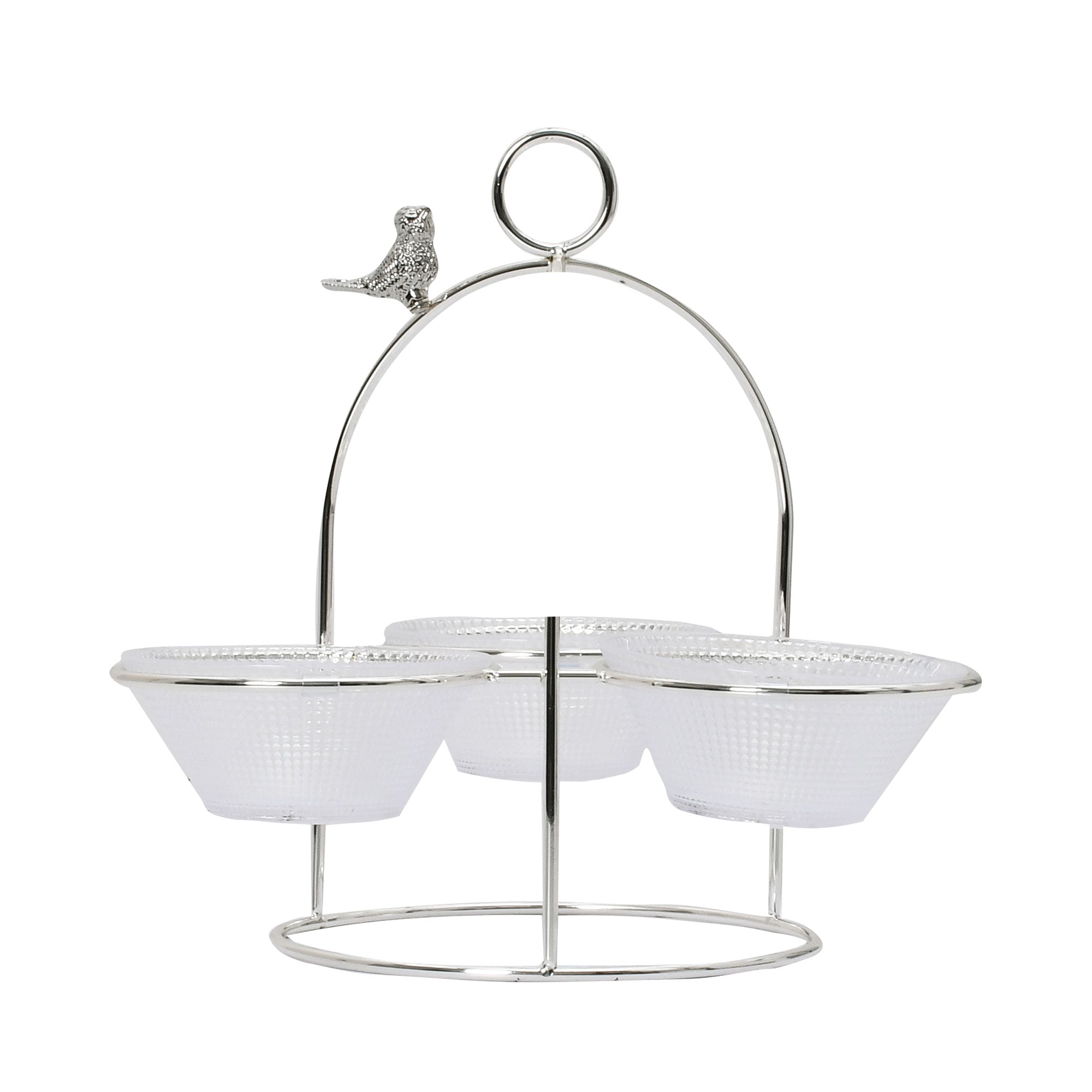 Ele 4PM Three-Bowl Serving Stand with Bird Accent | Glassware | Home and Furniture Home | Home and Furniture Home Table Top Ele 4PM Three-Bowl Serving Stand with Bird Accent | Glassware | Home and Furniture Home | Home and Furniture Home Table Top