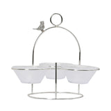 Ele 4PM Three-Bowl Serving Stand with Bird Accent