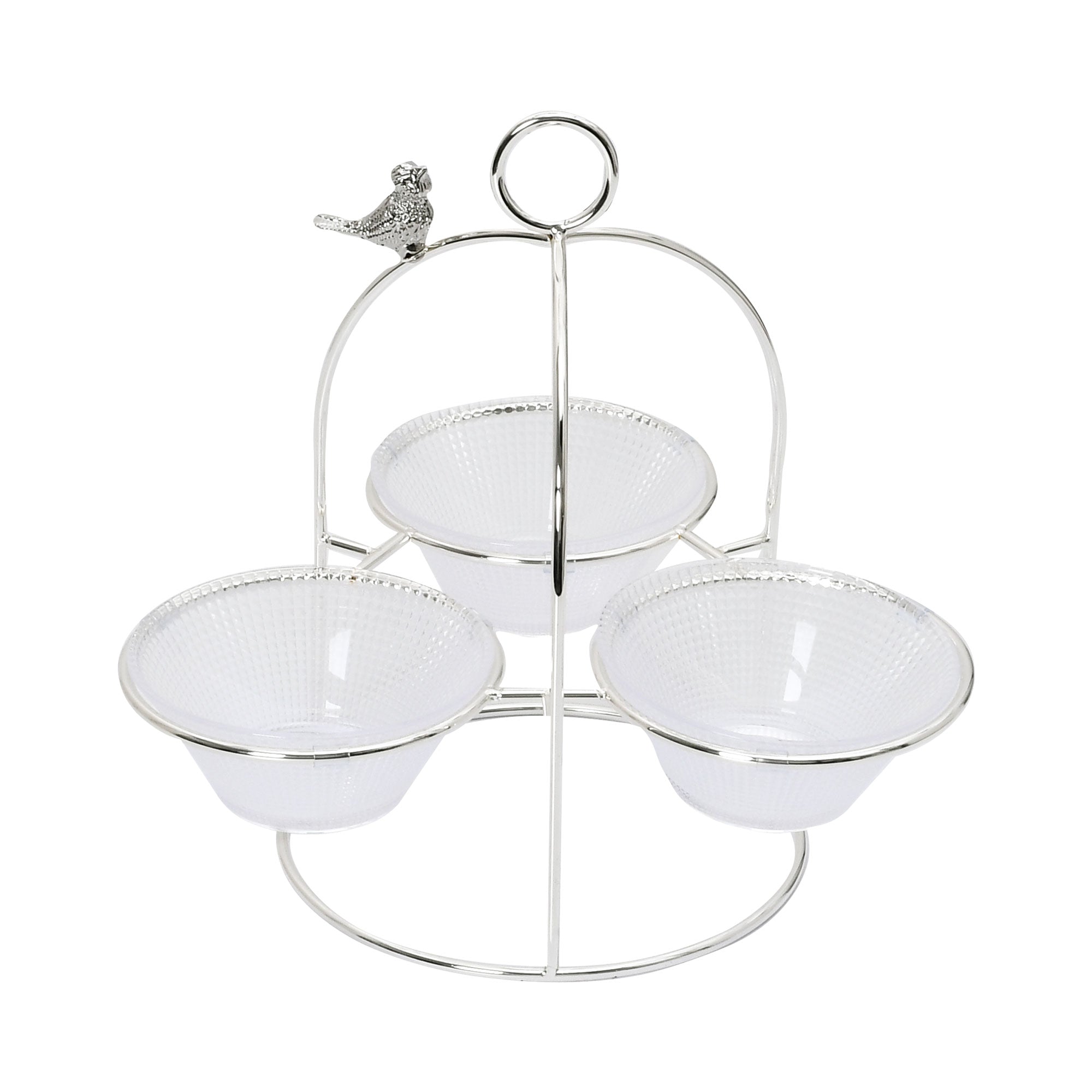 Ele 4PM Three-Bowl Serving Stand with Bird Accent | Glassware | Home and Furniture Home | Home and Furniture Home Table Top Ele 4PM Three-Bowl Serving Stand with Bird Accent | Glassware | Home and Furniture Home | Home and Furniture Home Table Top