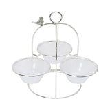 Ele 4PM Three-Bowl Serving Stand with Bird Accent