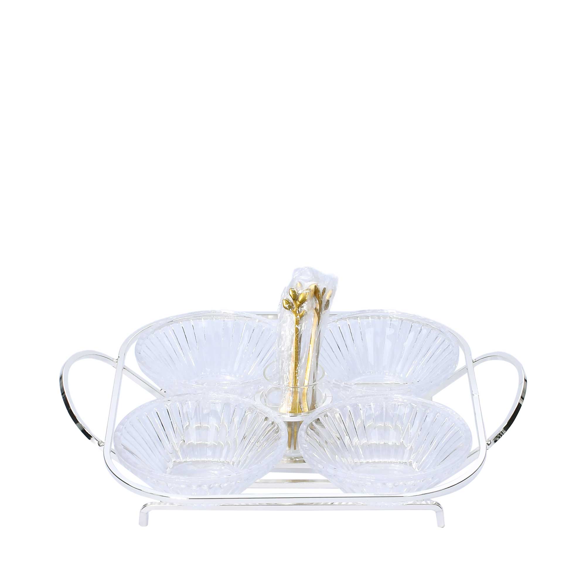 Ele 4PM Elegant Four-Compartment Nuts Stand Serving Set with Utensil Holder (Available in Gold and Silver) | Cookie Stand | Home and Furniture Home | Home and Furniture Home Table Top | Tray | Trays Ele 4PM Elegant Four-Compartment Nuts Stand Serving Set with Utensil Holder (Available in Gold and Silver) | Cookie Stand | Home and Furniture Home | Home and Furniture Home Table Top | Tray | Trays