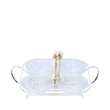 Ele 4PM Elegant Four-Compartment Nuts Stand Serving Set with Utensil Holder (Available in Gold and Silver)