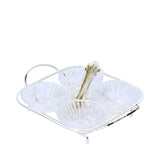 Ele 4PM Elegant Four-Compartment Nuts Stand Serving Set with Utensil Holder (Available in Gold and Silver)
