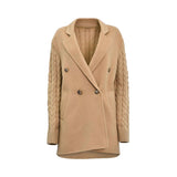 Ermanno Firenze Women's Hybrid Wool-Blend Coat with Cable Knit Sleeves