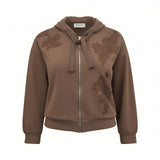Ermanno Firenze Women's Lace-Applique Zip-Up Hoodie