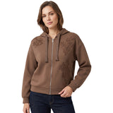 Ermanno Firenze Women's Lace-Applique Zip-Up Hoodie