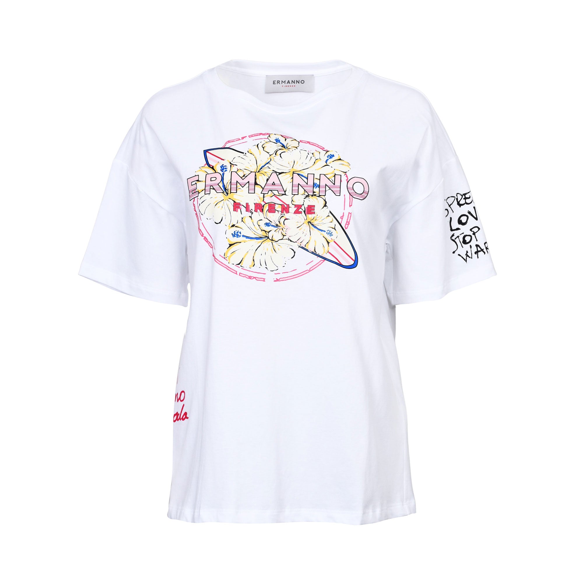 Ermanno Firenze Women's White T-shirt | Clothing | departure-to-desk | new-season-2025 | Tops & T-Shirts | Women | Women All Clothing | Women T-Shirts | Womens | Womens Fashion Ermanno Firenze Women's White T-shirt | Clothing | departure-to-desk | new-season-2025 | Tops & T-Shirts | Women | Women All Clothing | Women T-Shirts | Womens | Womens Fashion