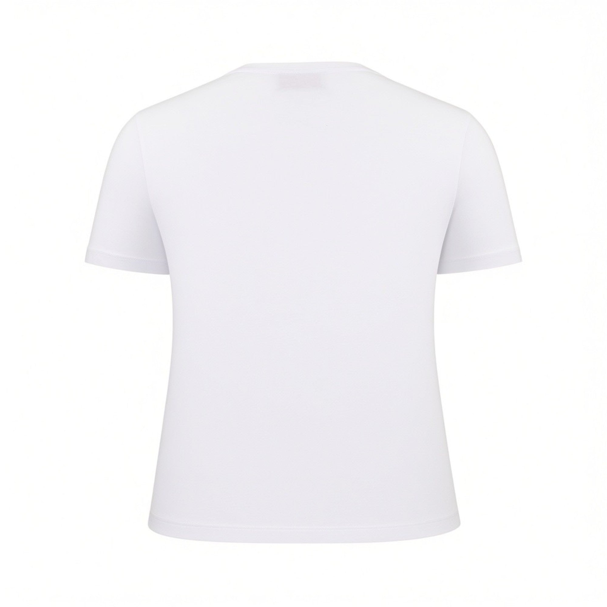 Back studio shot of the women's ERMANNO FIRENZE white cotton t-shirt, highlighting the clean, minimalist design and premium stitching.