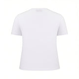Back studio shot of the women's ERMANNO FIRENZE white cotton t-shirt, highlighting the clean, minimalist design and premium stitching.