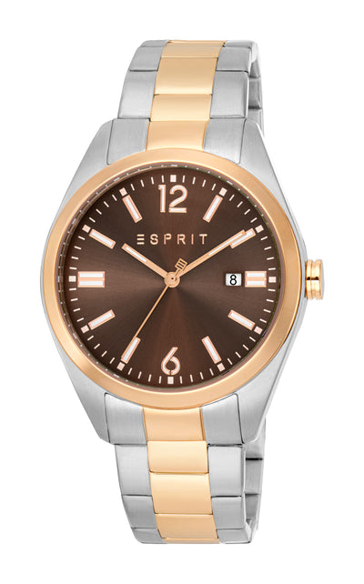 Esprit Men's Brown Dial Silver Rose Gold Watch