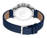 Esprit Logan Men's Silver Dial Blue Leather Strap Watch