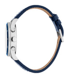Esprit Logan Men's Silver Dial Blue Leather Strap Watch