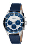 Esprit Logan Men's Silver Dial Blue Leather Strap Watch