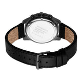 Esprit Gents Black Dial Black Leather Strap Watch