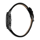 Esprit Gents Black Dial Black Leather Strap Watch