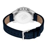 ساعة ESPRIT Hudson Chronograph للرجال بقرص أزرق داكن وهيكل فضي من الفولاذ المقاوم للصدأ وحزام جلدي أزرق