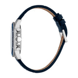 ساعة ESPRIT Hudson Chronograph للرجال بقرص أزرق داكن وهيكل فضي من الفولاذ المقاوم للصدأ وحزام جلدي أزرق