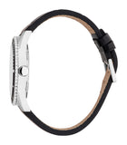 Esprit Men's White Dial Silver-Tone Case & Black Leather Strap Watch