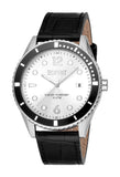 Esprit Men's White Dial Silver-Tone Case & Black Leather Strap Watch