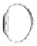 Esprit Men's Black Dial Silver-Tone & Green Bezel Watch