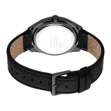 Esprit Johnny II Gents Black Dial Black Stainless Steel Case Black Leather Strap Watch