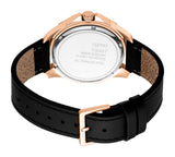 Esprit Men's Rose Gold-Tone & Black Black Leather Strap Watch