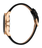 Esprit Men's Rose Gold-Tone & Black Black Leather Strap Watch