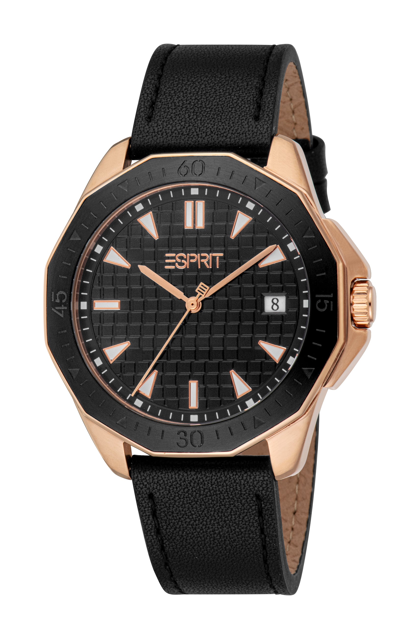 Esprit Men's Rose Gold-Tone & Black Black Leather Strap Watch | Fashion Watches | GCC | Men | Mens | Mens Watches | Watch | Watches Esprit Men's Rose Gold-Tone & Black Black Leather Strap Watch | Fashion Watches | GCC | Men | Mens | Mens Watches | Watch | Watches