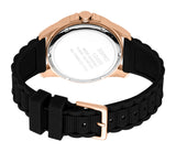 Esprit Men's Rose Gold-Tone & Black  Silicone Strap Watch